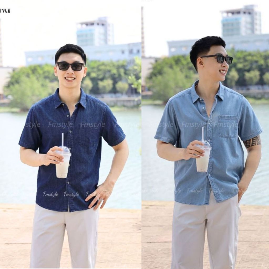 Áo Sơ Mi Nam FMSTYLE  Jean Ngắn Tay Regular 1 Túi Form Chuẩn Tôn Dáng  26030435
