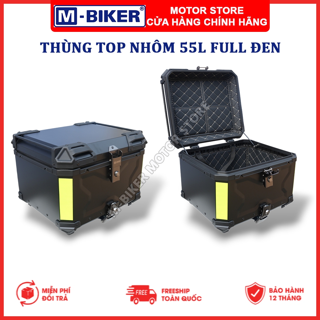 Thùng nhôm 55L, Thùng Top 55L, Thùng sau xe máy, Cốp đựng đồ gắn sau xe máy dung tích 55L | M-Biker