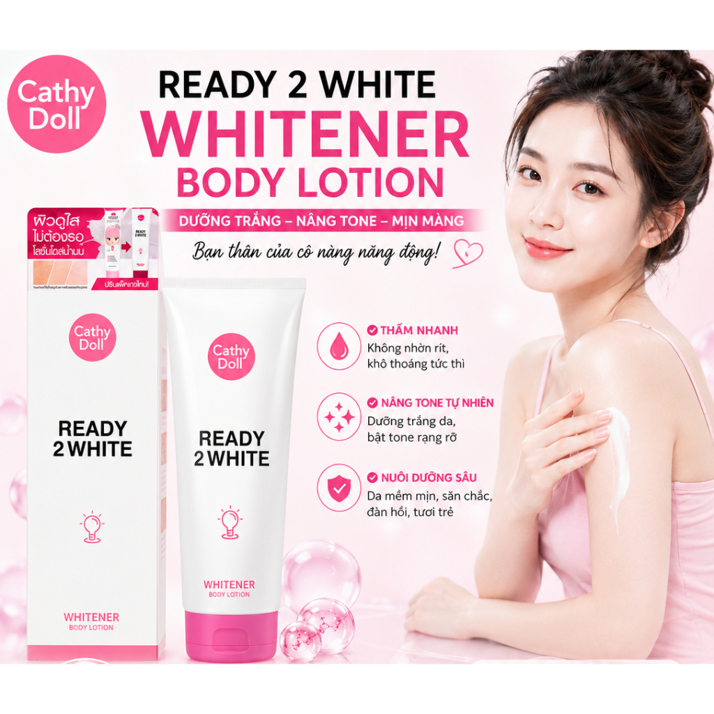 [Chính Hãng] Sữa Dưỡng Thể Trắng Da Cathy Doll Ready 2 White Whitener Body Lotion 150ml Thái Lan - 1
