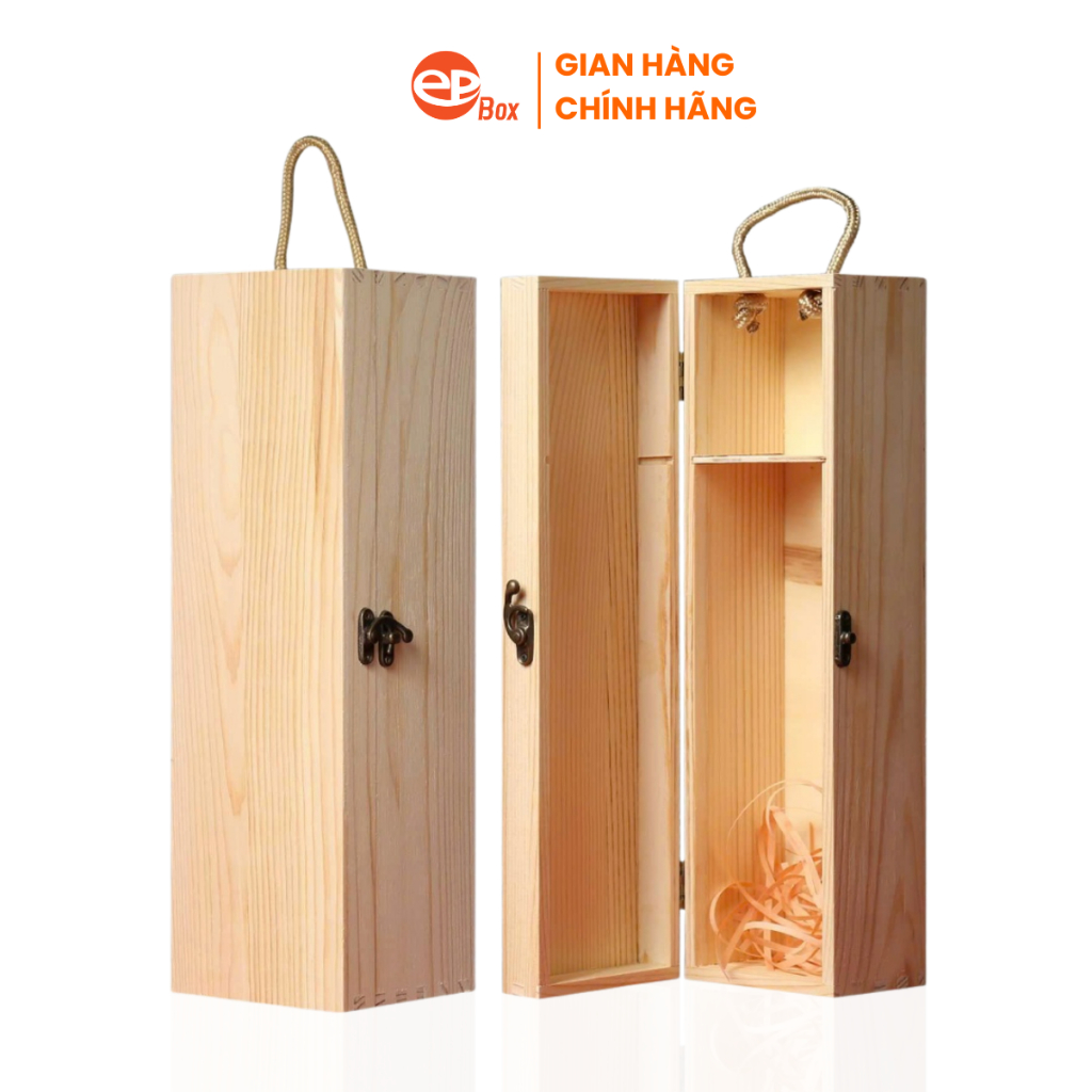 Hộp Đựng Rượu Vang Gỗ Thông Đơn Epvina Box Khắc Logo Theo Yêu Cầu