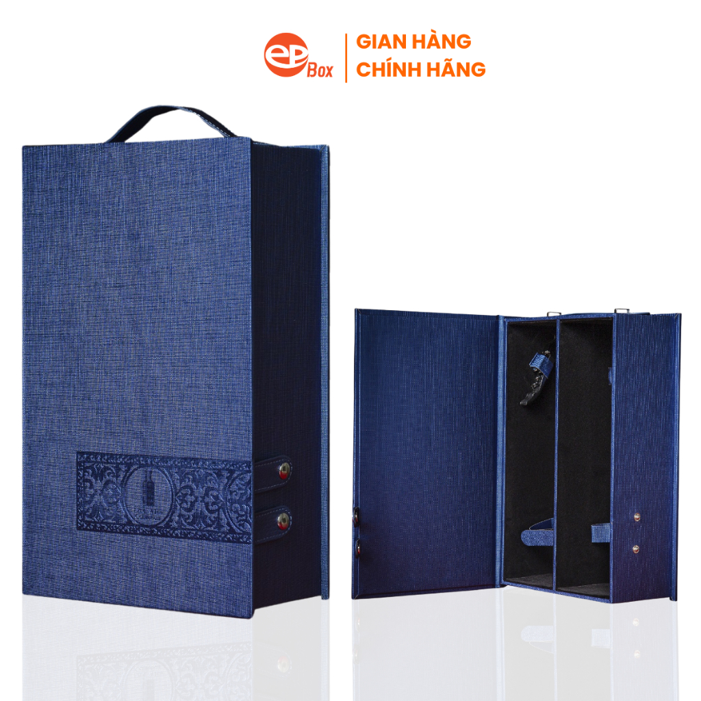 Hộp Đựng Rượu Vang Da Đôi Epvina Box Màu Xanh Dương Đậm
