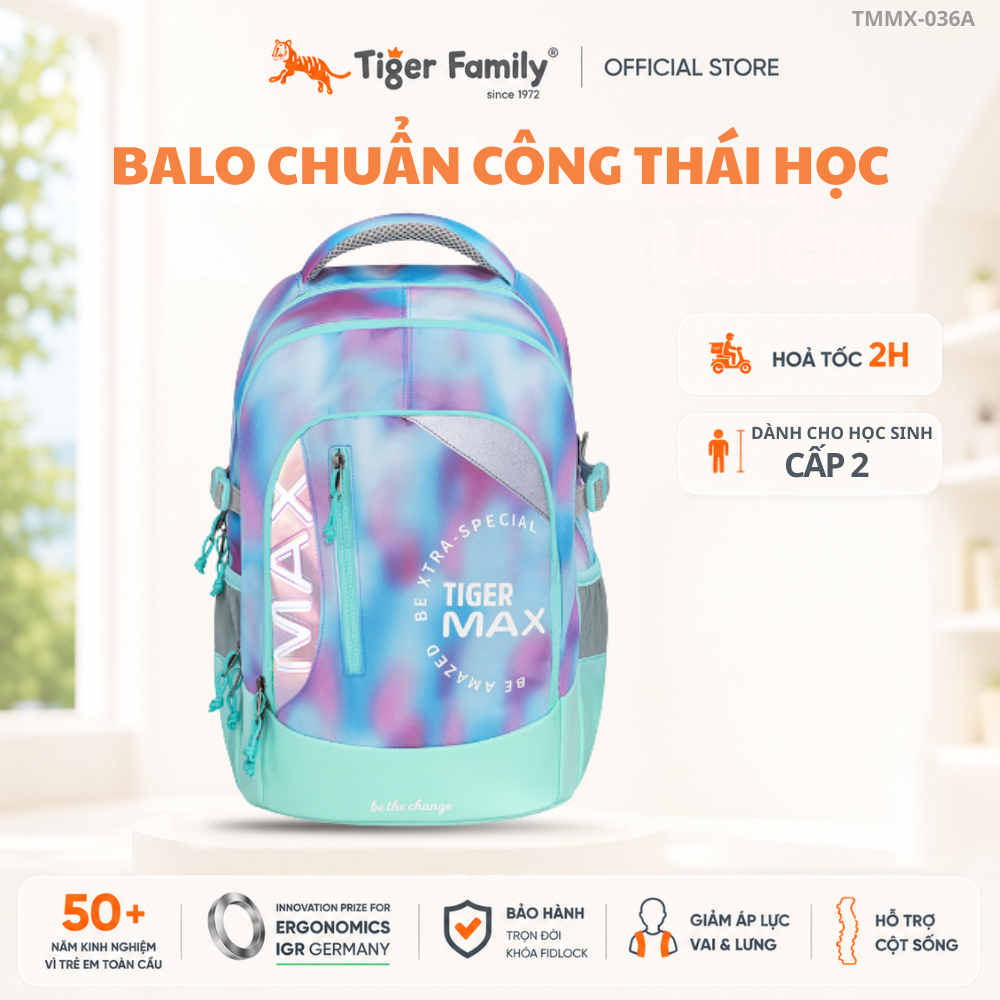 Cặp Sách Công Thái Học Tiger Family Balo Max Pro 2 - Cloud Nine - Tiger Max TMMX-036A