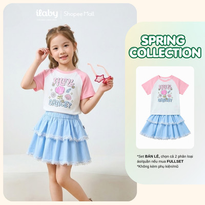 [ILABY 10-35kg] Mix set áo và chân váy, áo phông bé gái và chân váy nhún tầng ren [2922 + 3367]