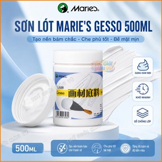 Sơn Lót Gesso Marie’s 500ml - Lót Nền Canvas, Giấy, Gỗ, Bìa Vẽ, Dùng Cho Acrylic Gouache Poster Color Màu Lên Đều Đẹp