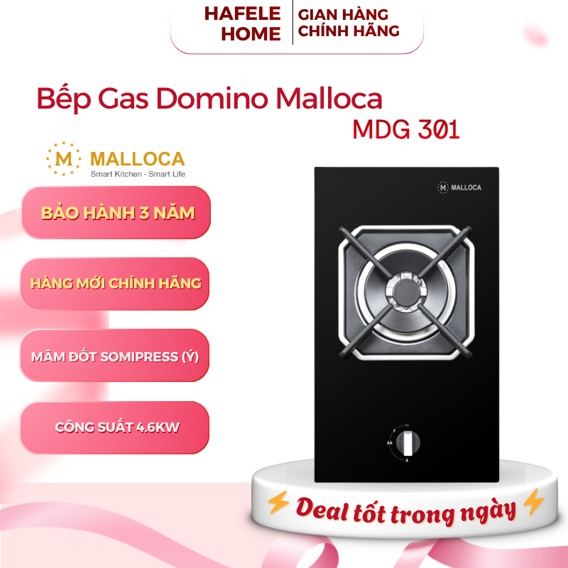 Bếp Gas Âm Kính Malloca Kiểu Domino MDG 301 – Mặt Kính Cường Lực – Mâm Đốt Sabaf Chuẩn Ý – EEH
