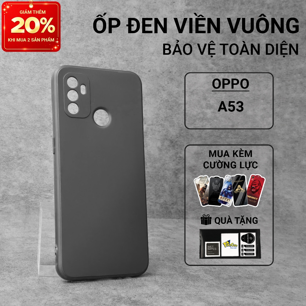 Ốp lưng Oppo A53 Pikacase trơn màu đen | Ốp điện thoại Oppo dẻo bảo vệ camera đt toàn diện