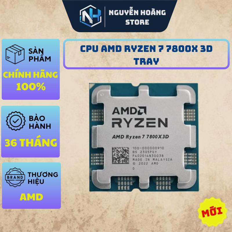 CPU AMD Ryzen 7 7800X3D Tray - NEW CHÍNH HÃNG BẢO HÀNH 36 THÁNG