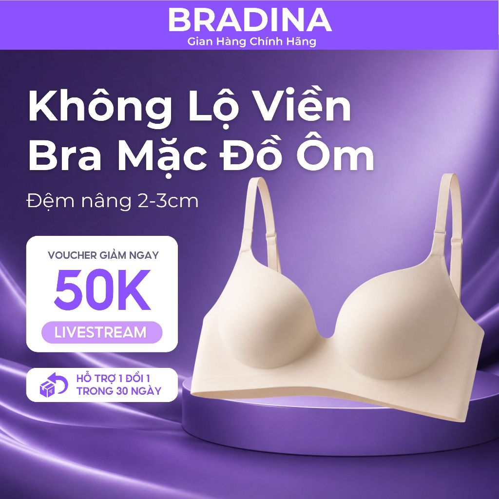 Áo lót mặc áo dài không gọng đệm vừa Bradina Perfect Fit2 không lộ viền, nâng ngực ALKG12