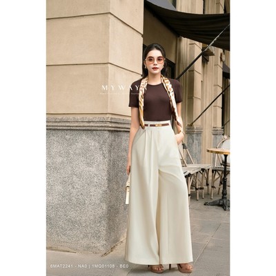 Quần Suông Nữ Công Sở MY WAY Ống Rộng Phối Ly Cao Cấp 1MQ01108