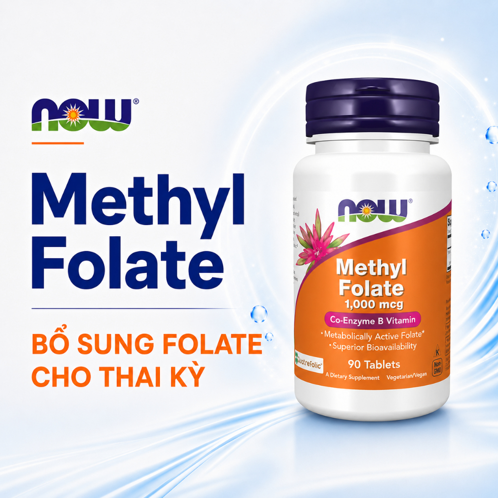 Viên uống Methyl Folate 5-MTHF (Mỹ) bổ sung axit folic hấp thụ cực tốt, hỗ trợ sức khỏe mẹ và bé