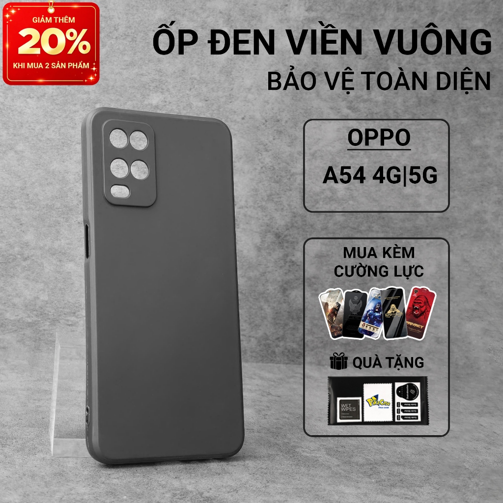Ốp lưng Oppo A54 4G/5G Pikacase trơn màu đen | Ốp điện thoại Oppo dẻo bảo vệ camera đt toàn diện