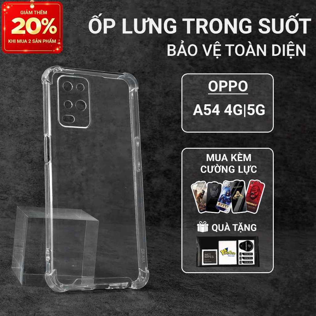 Ốp lưng Oppo A54 4G/5G Pikacase trơn trong suốt | Ốp điện thoại Oppo dẻo bảo vệ camera đt toàn diện