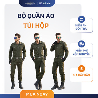 Bộ Quần Áo US ARMY Vải Kaki Cao Cấp Thoáng Khí - Quần Áo Túi Hộp Nam Phong Cách Thể Thao Bụi Phượt