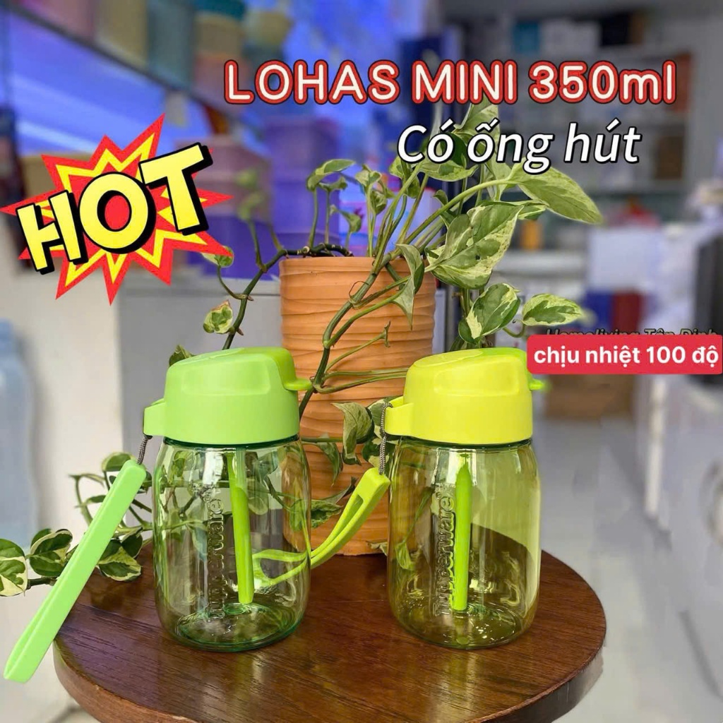 Bình Nước Mini Lohas 350ml có ống hút