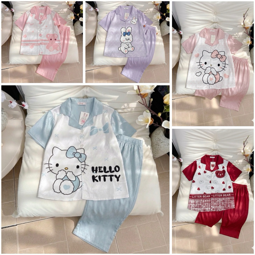 [ mua 4 tặng 1 ] ĐỒ BỘ PYJAMAS LỤA XƯỚC QUẦN NGỐ BỘ ĐỒ MẶC NHÀ MÁT