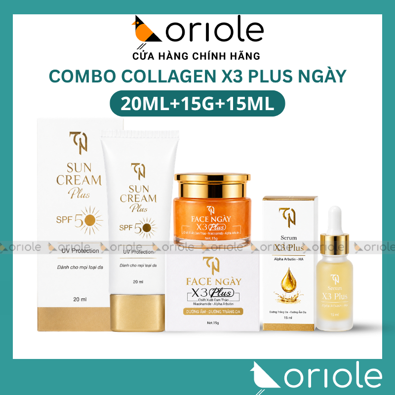 Combo Kem Face Ngày Collagen x3 TN Plus + Serum Collagen x3 TN Plus + Kem Chống Nắng X3 TN Plus Mỹ P