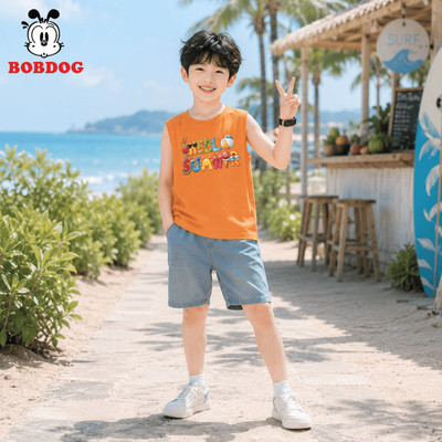 Áo ba lỗ cho bé trai BOBDOG, áo sát nách chất cotton thoáng khi, áo thun hè cổ tròn in hình mùa hè cute cho bé