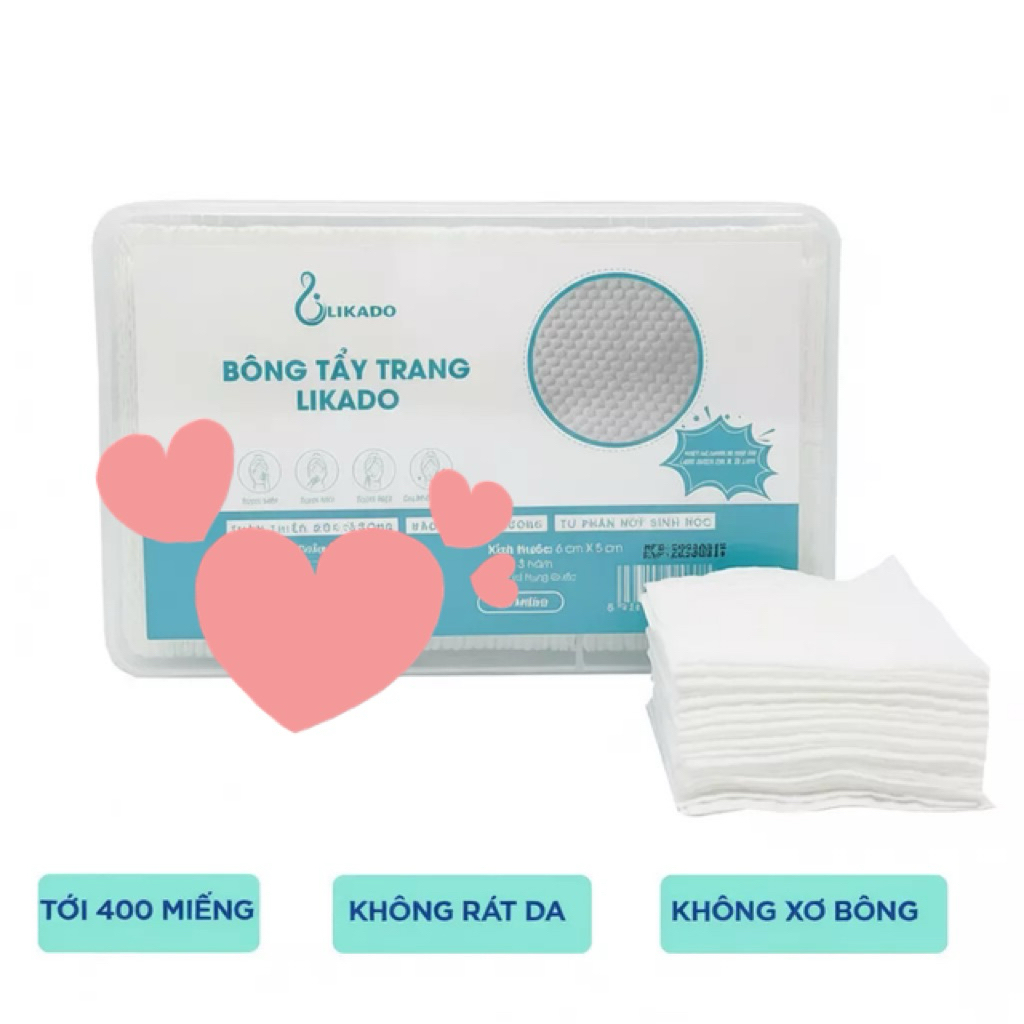 BÔNG TẨY TRANG LIKADO HỘP 400 CÁI