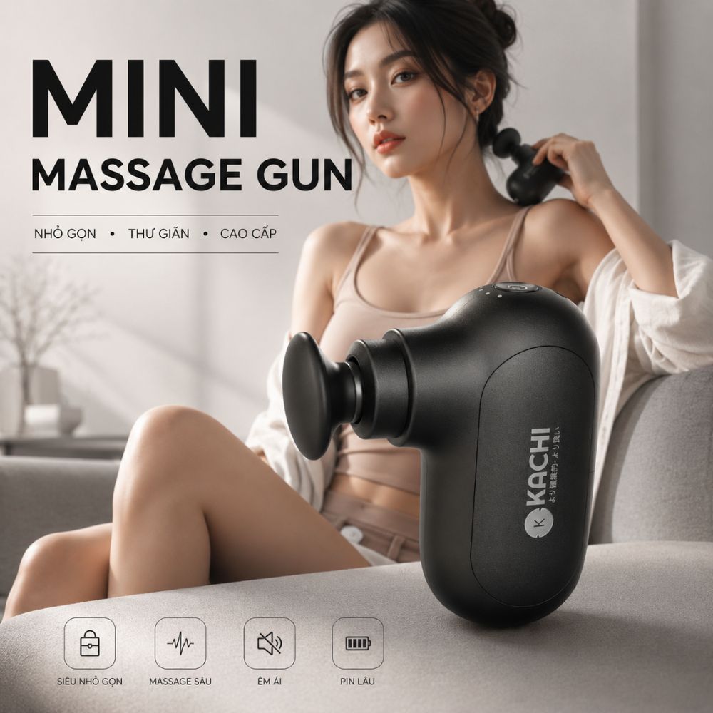 SÚNG MASSAGE MINI KACHI MK453 - Kèm đầu massage mặt chuyên dụng