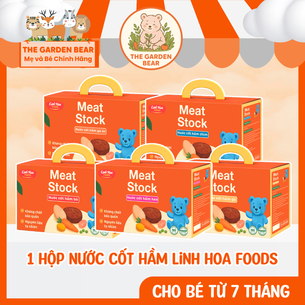 [HỘP 10 TÚI / 70ML ] Nước Cốt Hầm - Meat Stock LINH HOA FOODS - Nhiều Vị Đa Dạng Cho Bé Từ 7M+