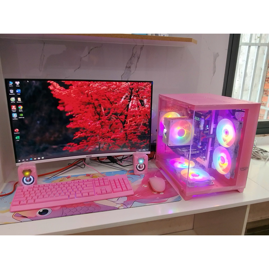 bộ pc gaming cpu i5 7500, ram 16gb,, màn 24 inch cong , vga 750ti cân các loại game bh 12th tphcm