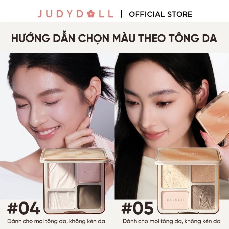 JUDYDOLL Phấn bắt sáng tạo khối 4 ô Highlight Contour Palette Tự nhiên Lâu trôi Chống nước 9g | BigBuy360 - bigbuy360.vn