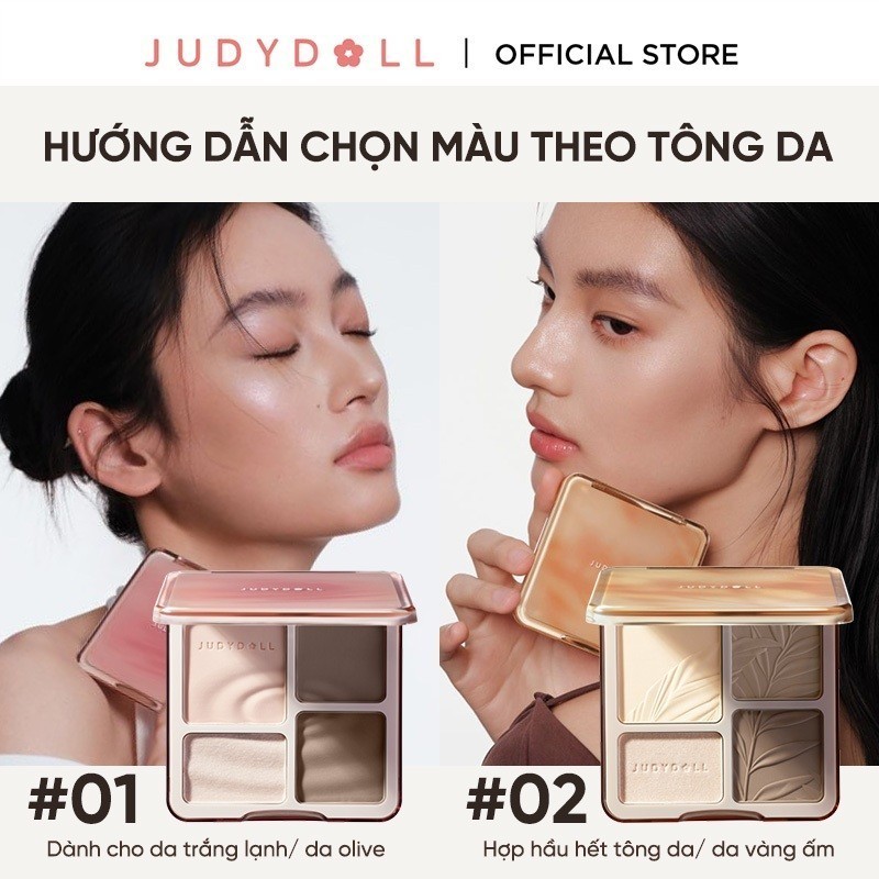 JUDYDOLL Phấn bắt sáng tạo khối 4 ô Highlight Contour Palette Tự nhiên Lâu trôi Chống nước 9g | BigBuy360 - bigbuy360.vn