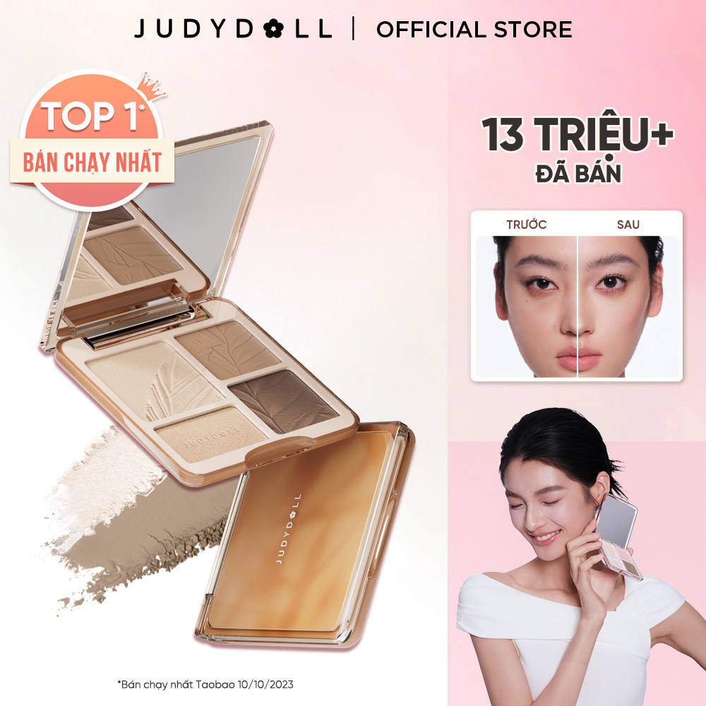 JUDYDOLL Phấn bắt sáng tạo khối 4 ô Highlight Contour Palette Tự nhiên Lâu trôi Chống nước 9g | BigBuy360 - bigbuy360.vn