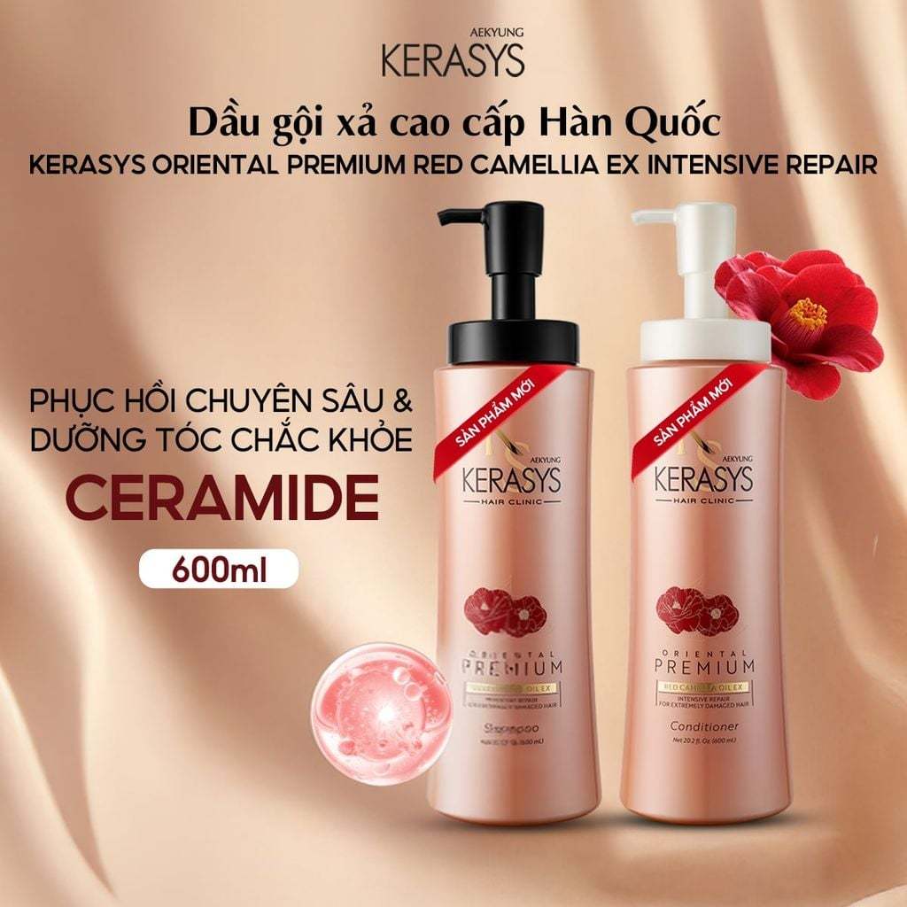 Aekyung Kerasys Dầu gội / Xả  Oriental Premium Red Camellia EX Intensive Repair 600ml