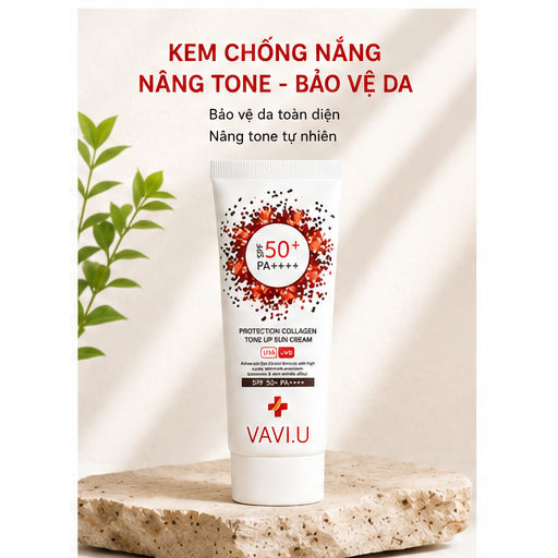 Kem Chống Nắng Nâng Tone VAVI.U Chiết Suất Nọc Ong Hàn Quốc SPF50+ PA++++ 60ml