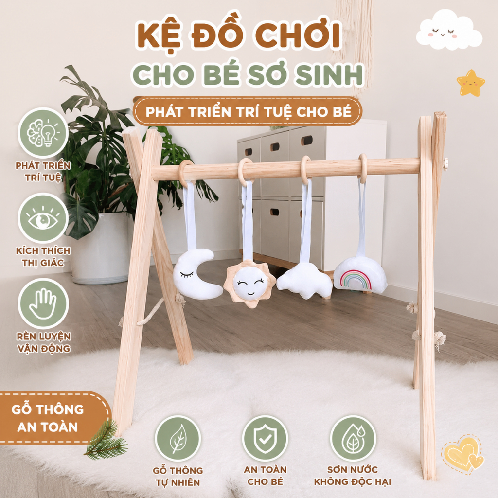 Kệ chữ A bằng gỗ an toàn cho bé phát triển toàn diện Hương Anh Decor