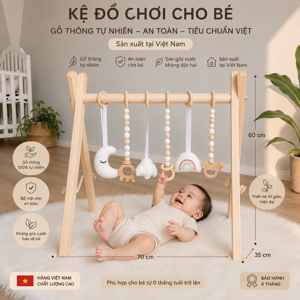 Khung kệ chữ A cho Bé đồ chơi vận động cho Bé sơ sinh,kệ treo đồ chơi Hương Anh Decor