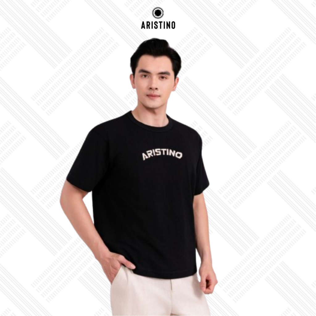 ARISTINO Áo Thun Ngắn Tay Nam Relax ATS213SAH0 Form Suông Rộng Mềm Mại Thoải Mái
