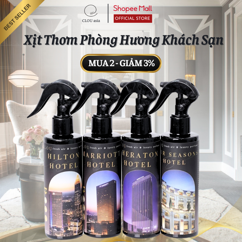 Xịt Thơm Phòng Mùi Hương Khách Sạn 200ml | CLOU asia