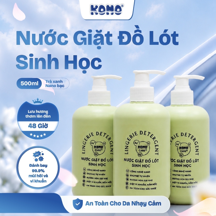 Nước giặt Quần Lót Komo Trà Xanh dung tích 500ml - Làm sạch và lưu hương,an toàn cho phụ nữ