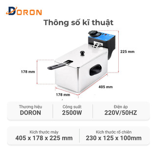 Bếp điện chiên nhúng DORON 2000W chất liệu inox dày dặn, bền bỉ theo thời gian