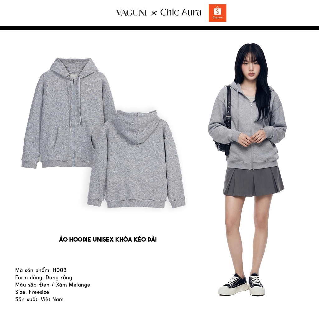 Áo Hoodie Unisex Khóa Kéo Dài - Chiếc Áo Hoodie Unisex Khóa Kéo Dài giá HSSV