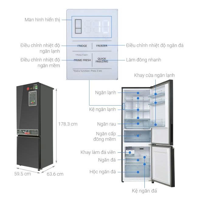 Tủ lạnh Panasonic Inverter 325 lít NR-BC361VGMV