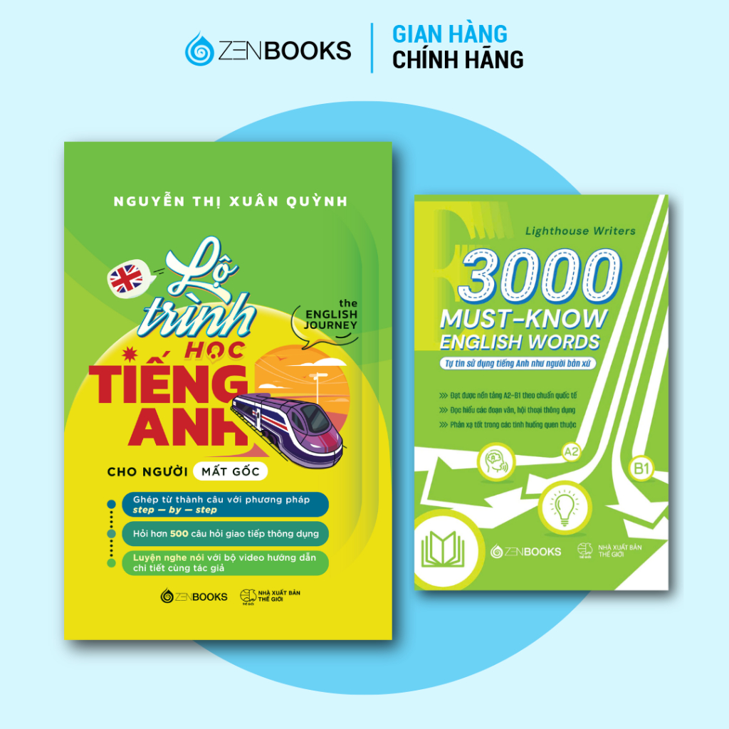 Combo Sách Lộ Trình Học Tiếng Anh Cho Người Mất Gốc và 3000 Từ Vựng Tiếng Anh Thông Dụng - Zenbooks