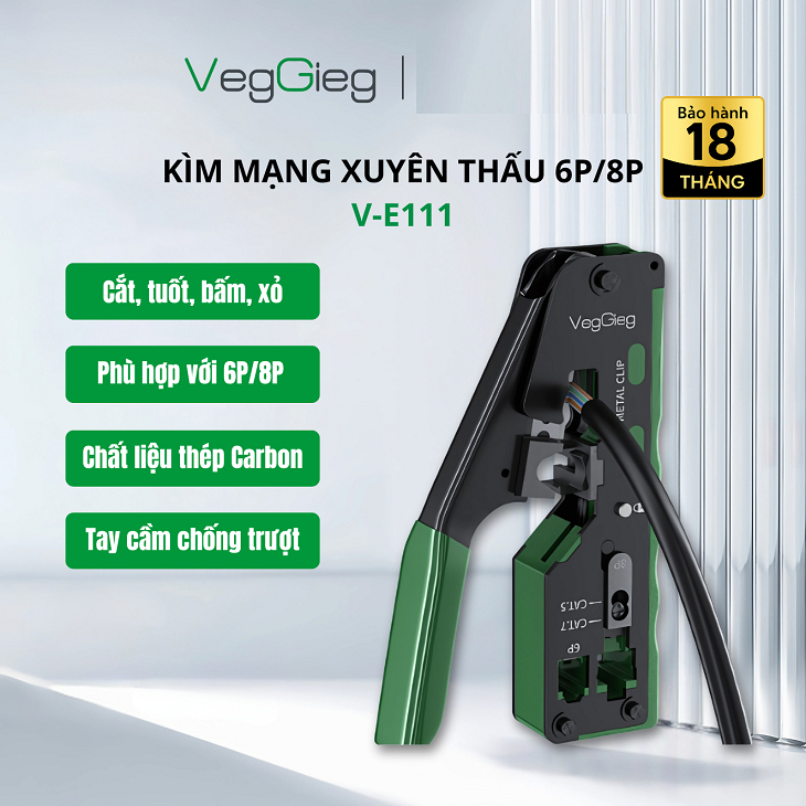 Kìm Mạng Xuyên Thấu 6P/8P (V-E111) Hãng Veggieg
