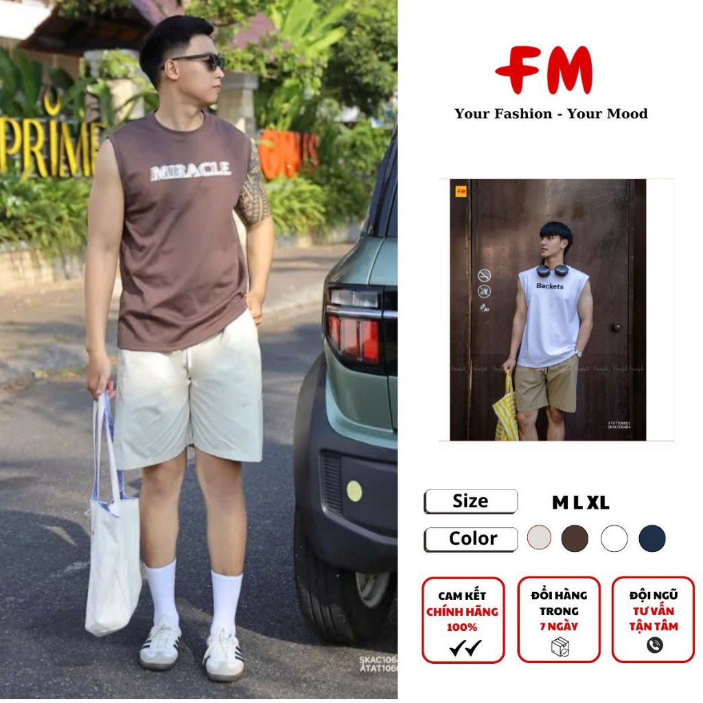 Áo Thun Nam FMSTYLE Tanktop in chữ Backets Thun Mềm Mát, Form  Đẹp  26040382