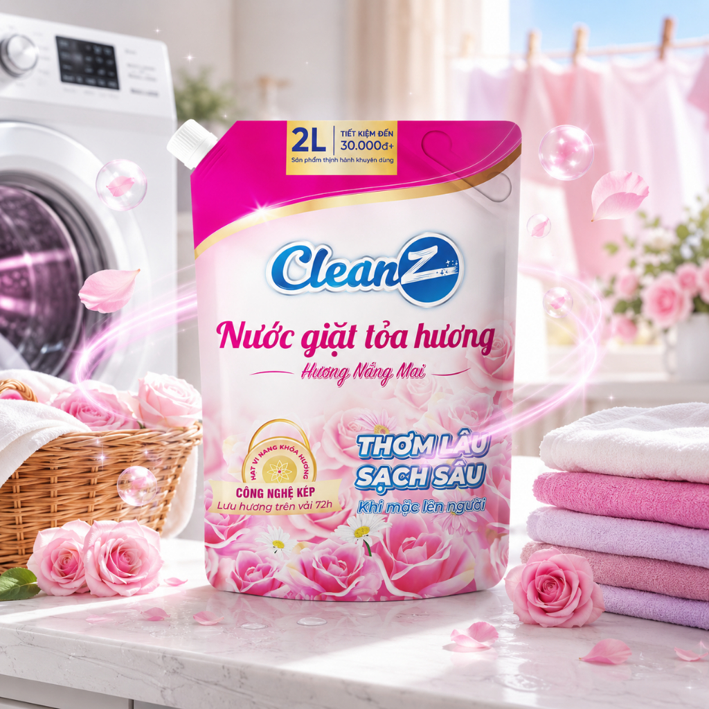 [MUA 1 TẶNG 1] Nước giặt xả tỏa hương CleanZ đánh bay vết bẩn, hương thơm mềm mại 2L