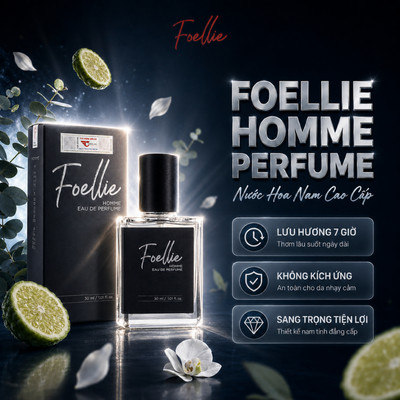 Nước Hoa Nam Cao Cấp FOELLIE Homme Eau De Perfume 30ml - Lưu Hương 7H, Sang Trọng, Nam Tính