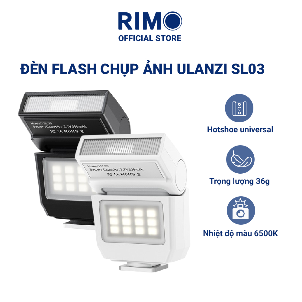 Đèn Flash chụp ảnh Ulanzi SL03 gập 90 độ chuẩn sáng GN8 đèn flash 6500K