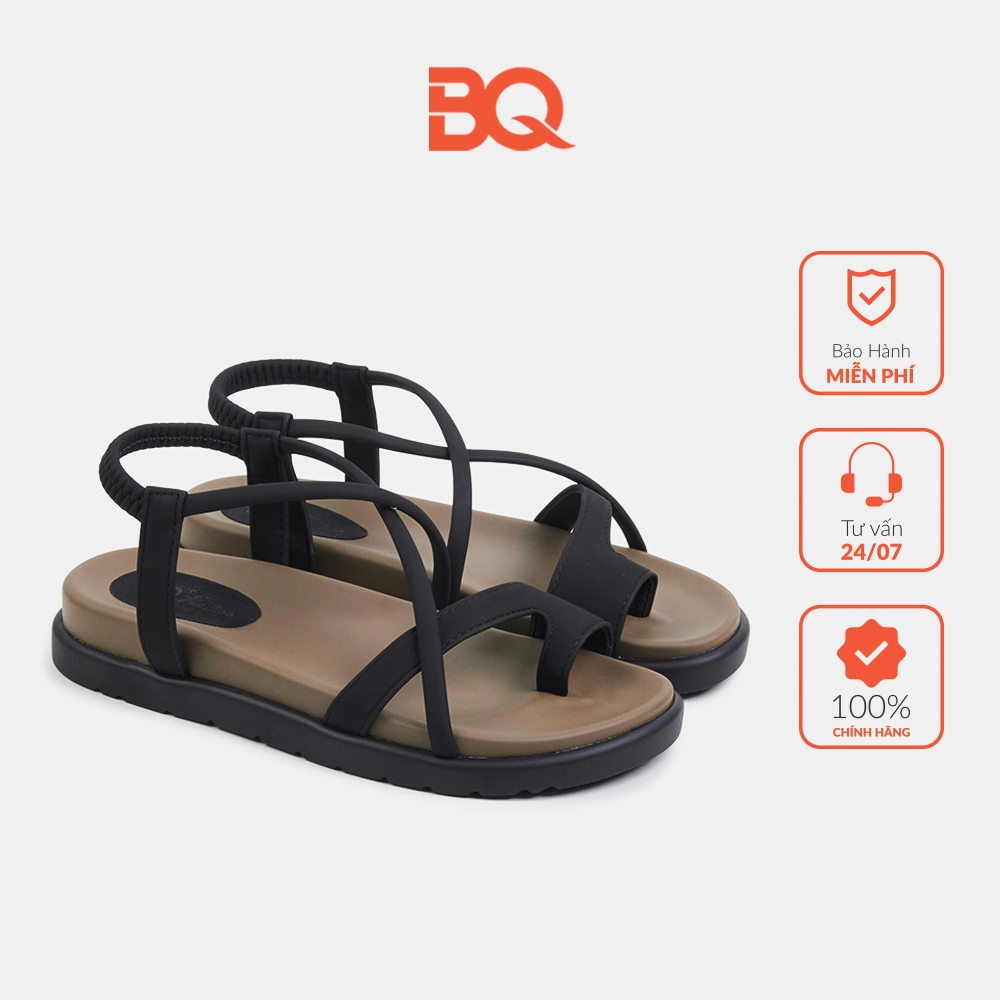 Giày sandal nữ xỏ ngón quai chéo đế bằng năng động BQ SDW0183