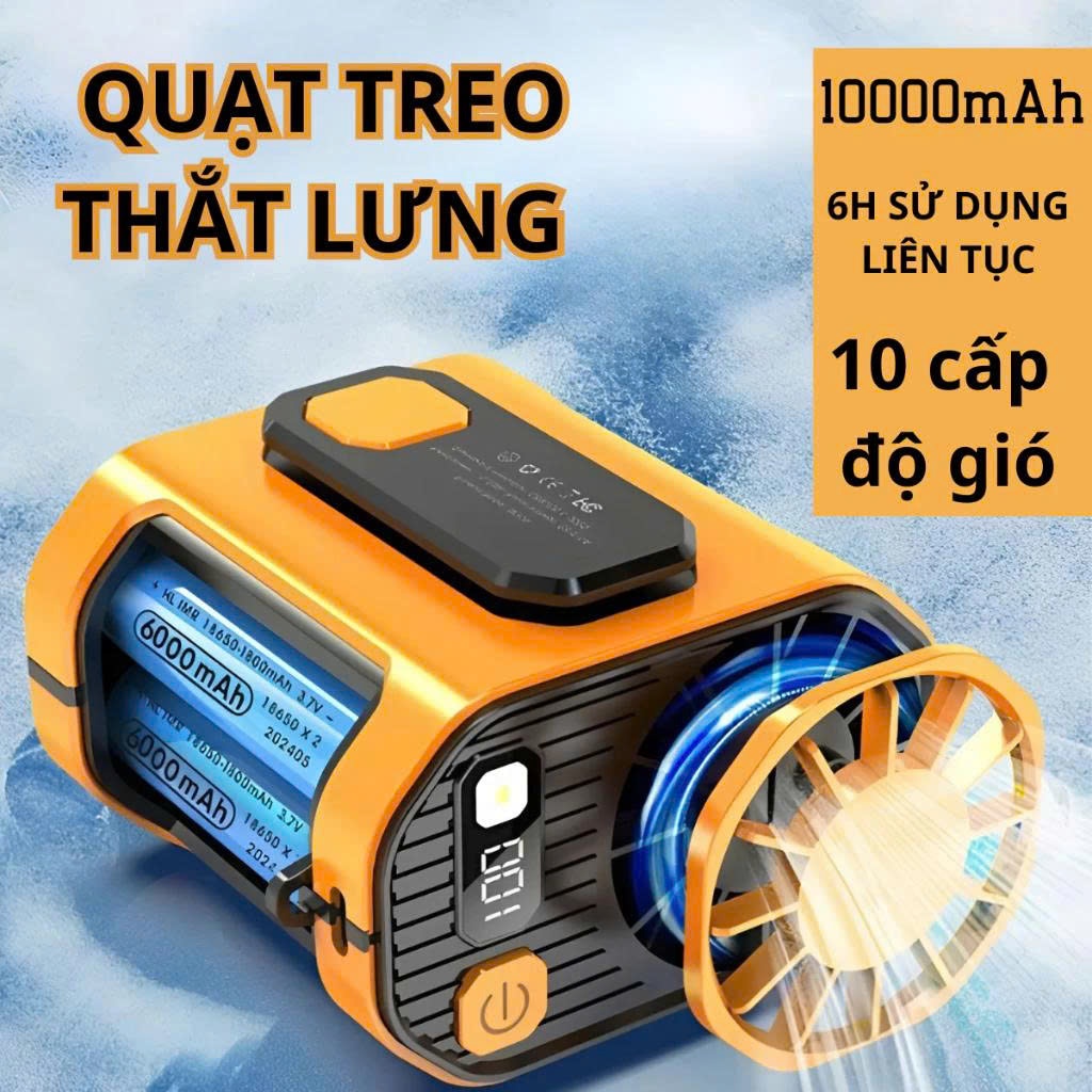 Quạt Mini Đeo Thắt Lưng F83 Giúp Làm Mát Hạ Nhiệt Cơ Thể Pin trâu