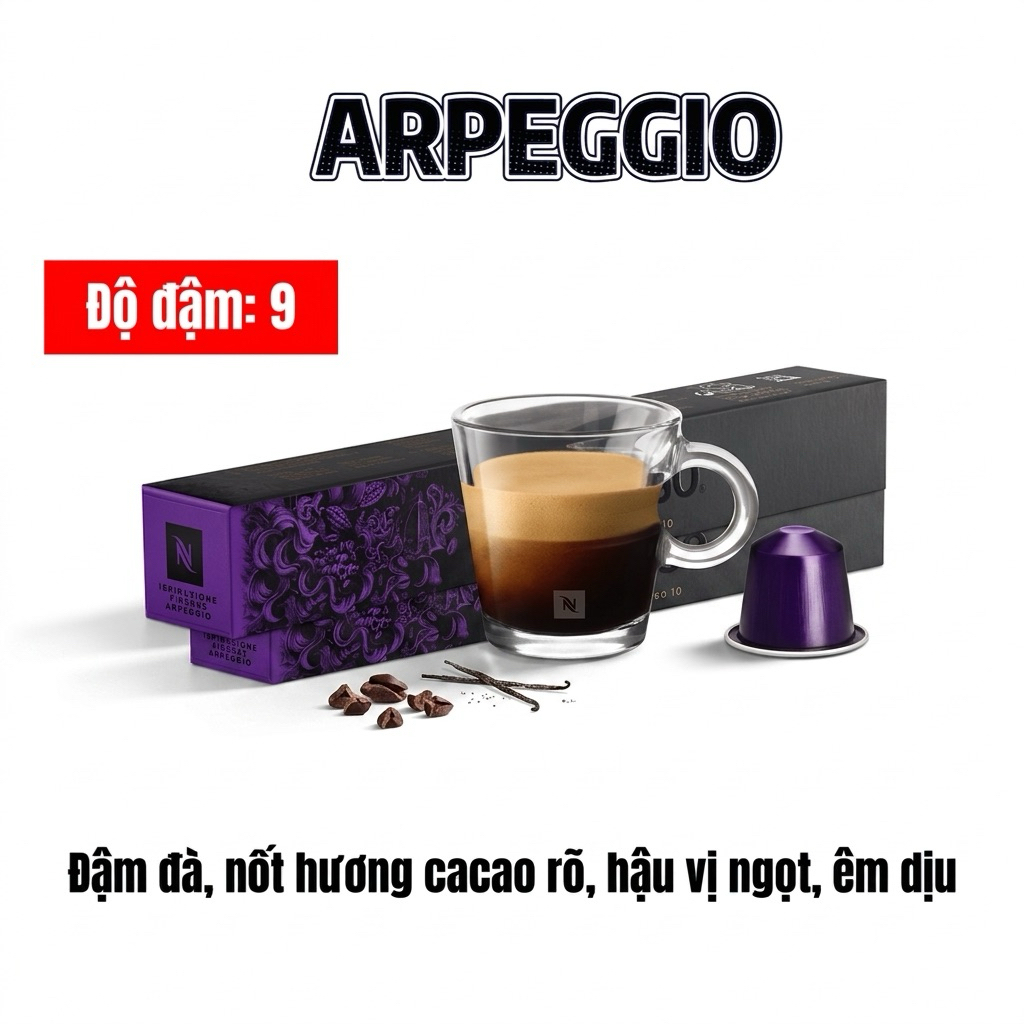 (Dành cho máy Nespresso) Cà phê viên nén Nespresso vị ARPEGGIO - Hộp 10 viên