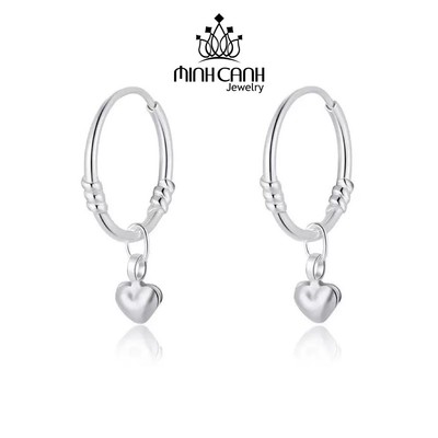 Khuyên Tai Bạc Trẻ Em Tròn Mix Họa Tiết Trái Tim - Minh Canh Jewelry
