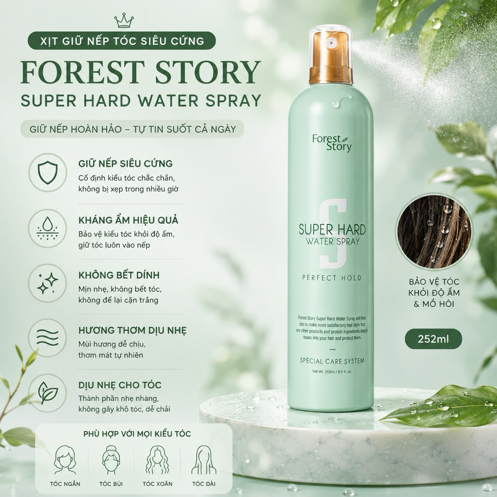 XỊT GIỮ Phồng TÓC FOREST STORY SUPER HARD WATER SPRAY