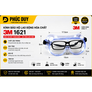 KÍNH BẢO HỘ LAO ĐỘNG HÓA CHẤT 3M 1621 CÔNG TY CHÍNH HẢNG